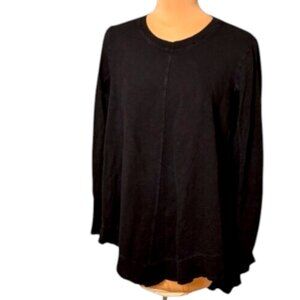 Wilt Black Asymmetrical Cotton Tunic Top Long Sleeve Made in USA Size Small